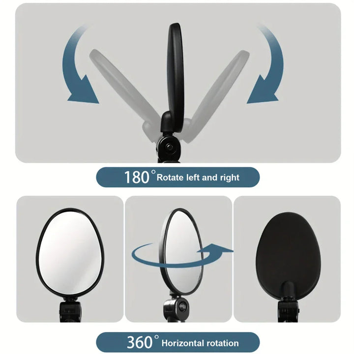 2PCS Universal Bicycle Rearview Mirror - 360° Rotatable Convex HD Mirror - Wide Angle Safety Reflector for MTB, Road Bike &amp; E-Bike