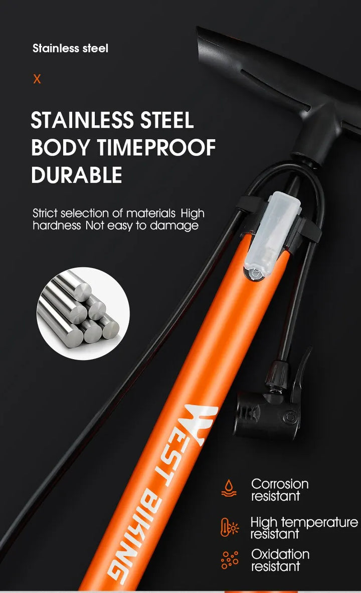 WEST BIKING 160PSI High Pressure Pump Schrader Presta MTB Bicycle Floor Pump