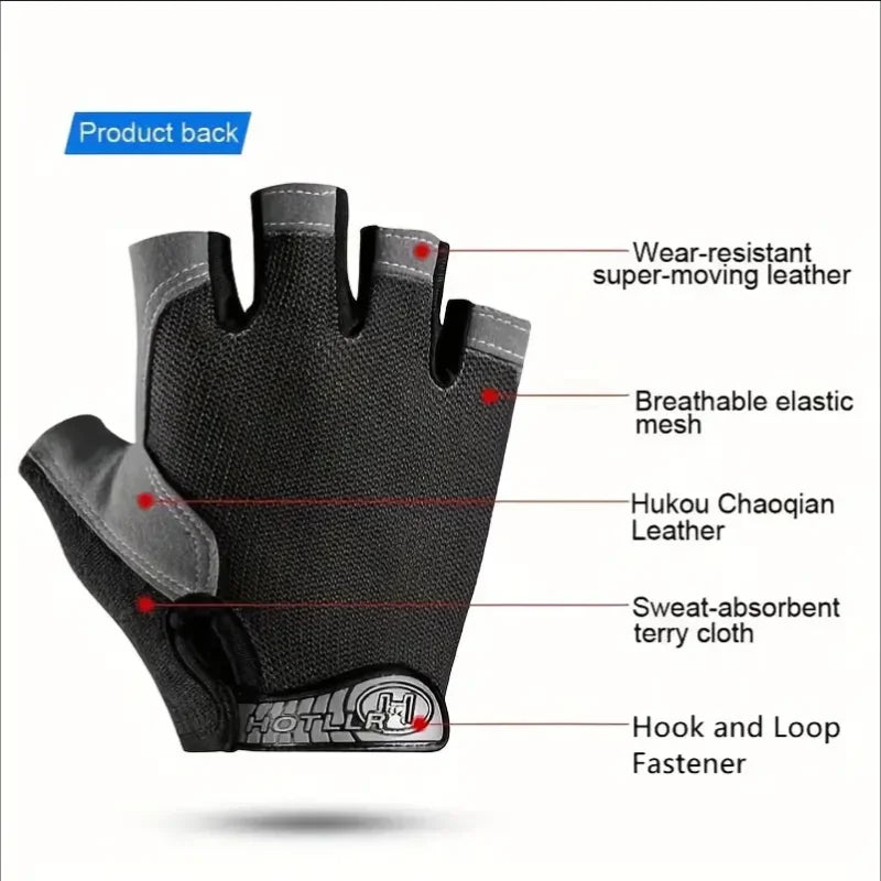 Unisex Half Finger Cycling Gloves - Non-Slip Shock-Absorbing Sports Mitts for Mountain Biking &amp; Climbing