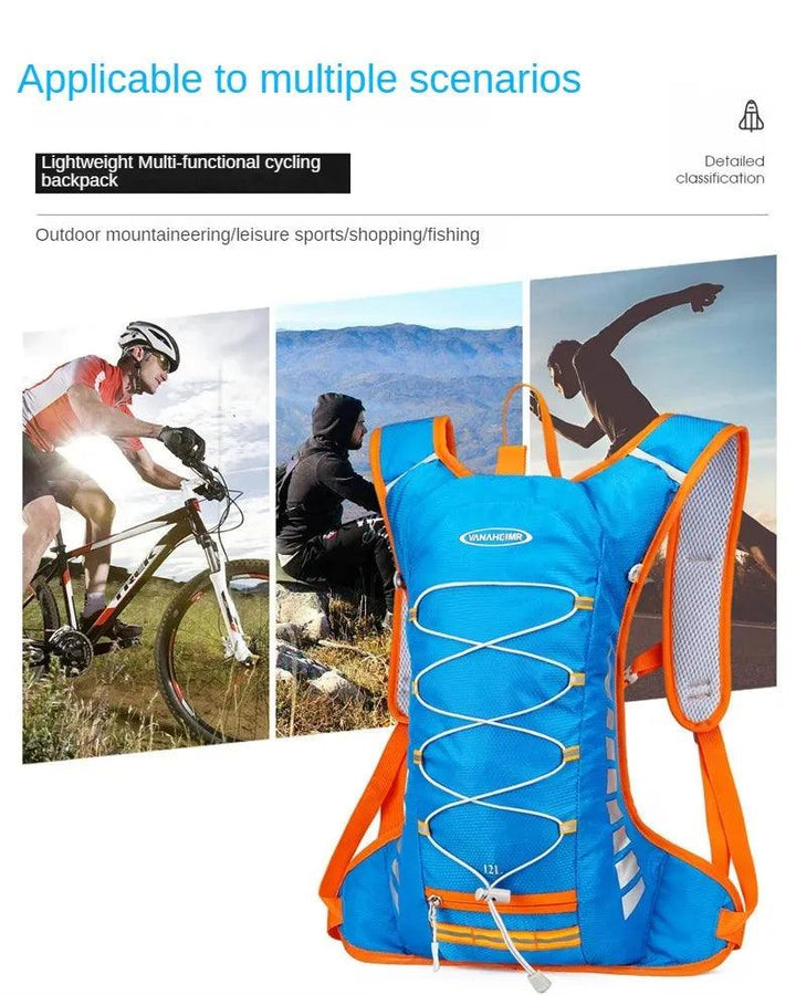 YIYUEQIANLI 12L Outdoor Cycling Backpack - Lightweight Waterproof Nylon Daypack - Reflective Sport Bag for Running, Hiking &amp; Camping