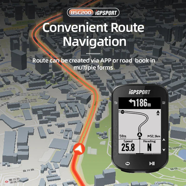 iGPSPORT BSC200 Smart GPS Bike Computer - Route Navigation, 30H Battery, ANT+ &amp; Bluetooth Wireless Speedometer
