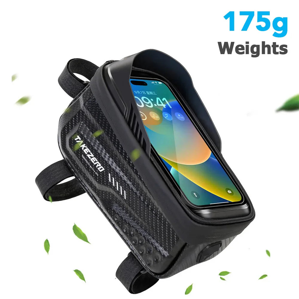 NEWBOLER Waterproof Bike Frame Bag - Sensitive TPU Touch Screen Tube Bag for 6.5" Phones