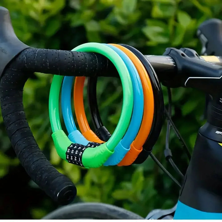 4-Digit Combination Bicycle Ring Lock - High Strength Zinc Alloy Cable Lock - Portable Anti-Theft Security for MTB, Road Bike &amp; E-Bike