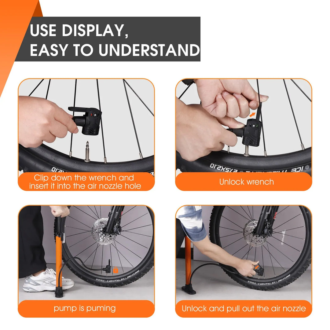 WEST BIKING 160PSI High Pressure Pump Schrader Presta MTB Bicycle Floor Pump