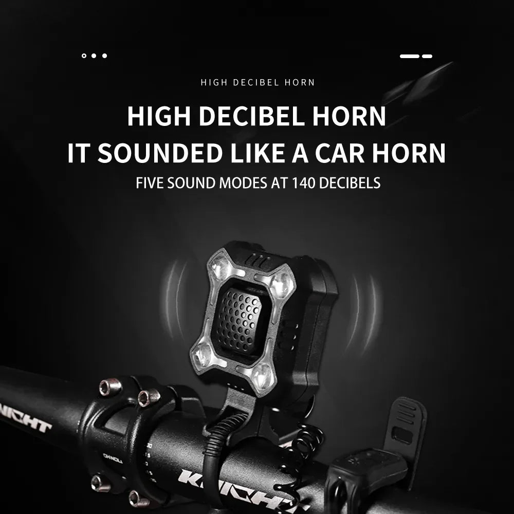 2-in-1 Bicycle Electric Horn &amp; Front Light - USB Rechargeable 120dB Loud Alarm - Waterproof LED Safety Lamp for E-Bike, Scooter &amp; MTB