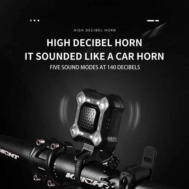 2-in-1 Bicycle Electric Horn &amp; Front Light - USB Rechargeable 120dB Loud Alarm - Waterproof LED Safety Lamp for E-Bike, Scooter &amp; MTB