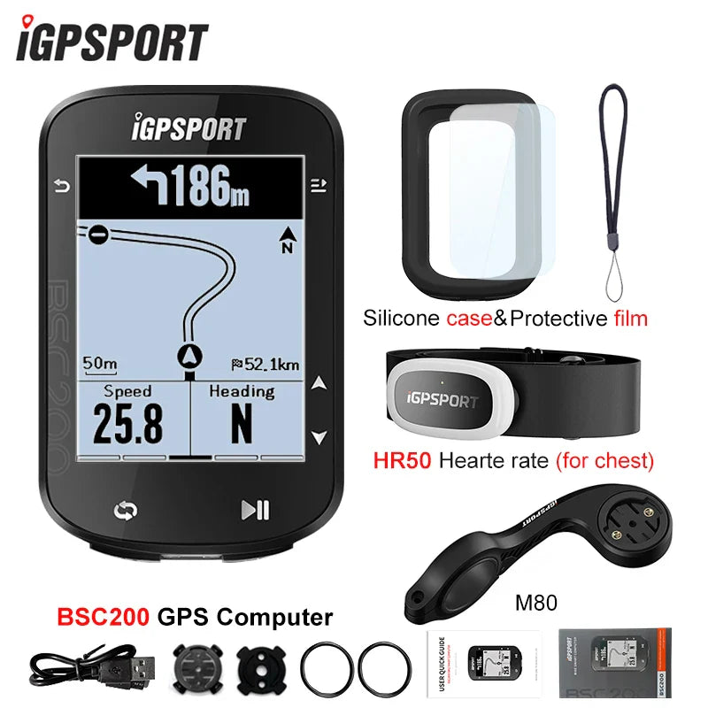 iGPSPORT BSC200 Smart GPS Bike Computer - Route Navigation, 30H Battery, ANT+ &amp; Bluetooth Wireless Speedometer