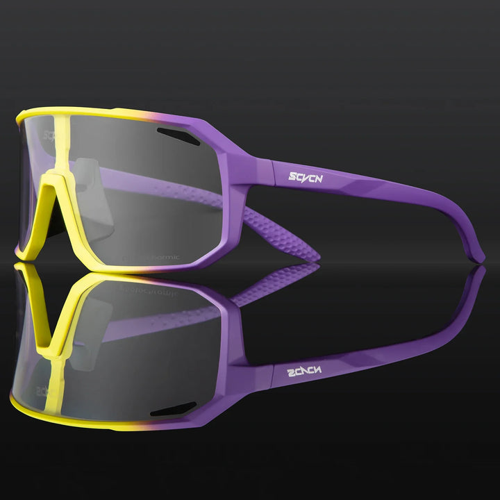 SCVCN Photochromic Cycling Sunglasses - Intelligent Lens Color Change - UV400 Protection TR-90 Frame for Road &amp; MTB Racing