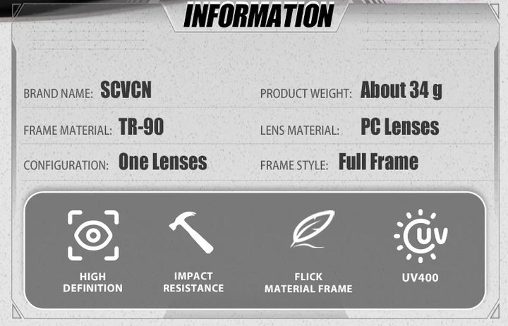 SCVCN S62 Photochromic Cycling Sunglasses - Smart Color Change Lens - UV400 TR-90 Ultralight Eyewear for MTB &amp; Road Bike Racing