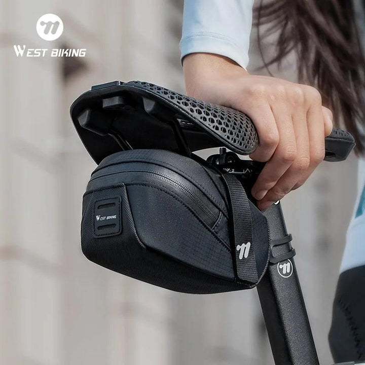 West Biking Ultralight Bike Saddle Bag - 58g Compact Seat Tail Pouch - Rainproof Bicycle Tool Organizer with Tail Light Loop