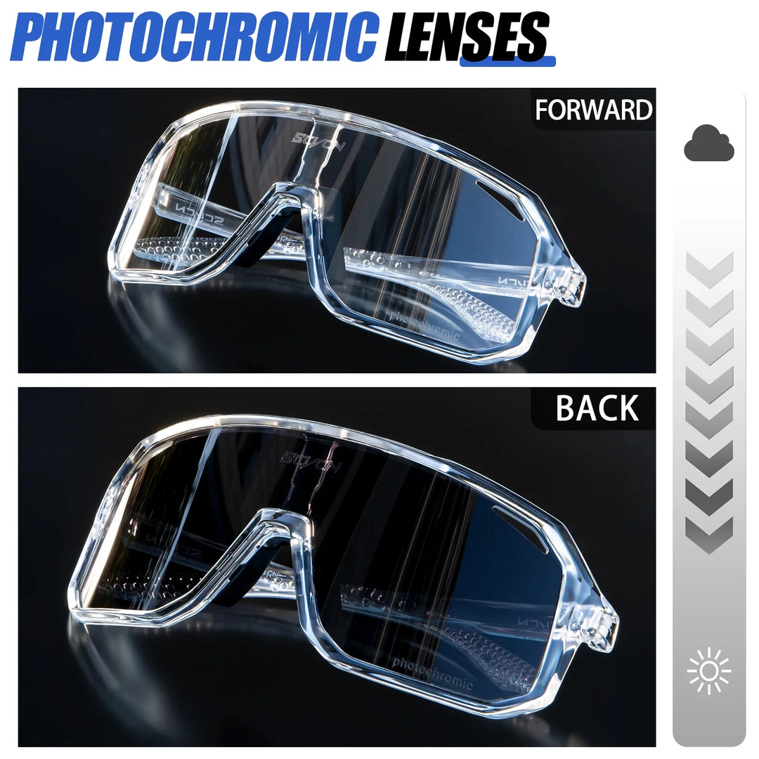 SCVCN Photochromic Cycling Sunglasses - Intelligent Lens Color Change - UV400 Protection TR-90 Frame for Road &amp; MTB Racing