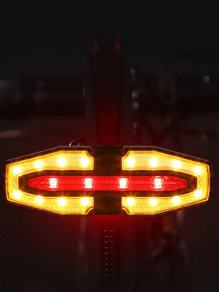 Wireless Remote Control Bicycle Tail Light - Smart Turn Signals &amp; 120dB Audible Horn - USB Rechargeable LED Bike Back Light for Night Riding Safety