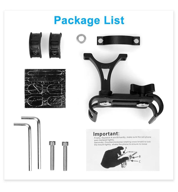 Universal Aluminum Alloy Bike Phone Holder - Anti-Slip Mechanical Lock Mount - Metal Motorcycle GPS Clip for 4.0"-6.5" Smartphones
