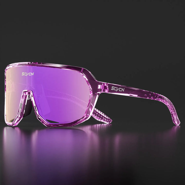 SCVCN S62 Photochromic Cycling Sunglasses - Smart Color Change Lens - UV400 TR-90 Ultralight Eyewear for MTB &amp; Road Bike Racing