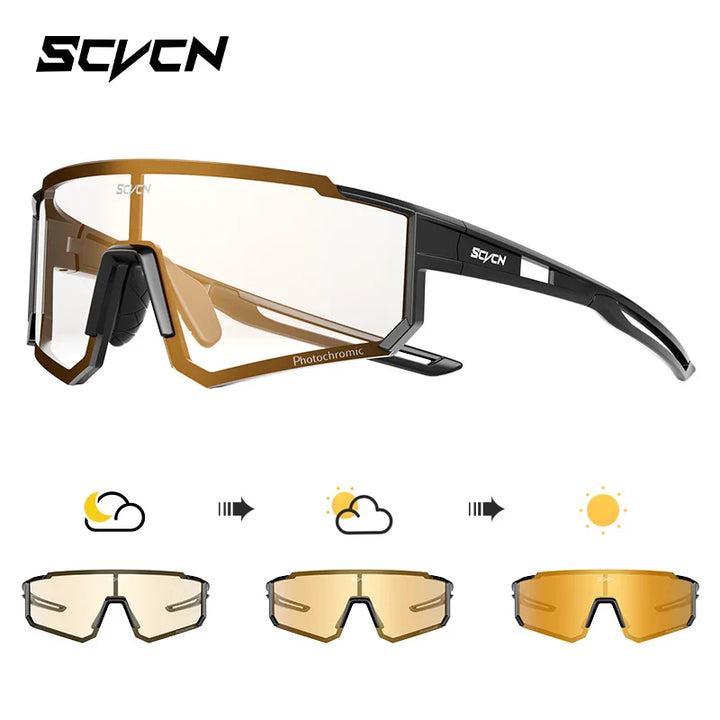 SCVCN S1411 Professional Cycling Sunglasses - UV400 Protection Wide View Eyewear - Lightweight TR-90 Sports Glasses for MTB &amp; Road Biking
