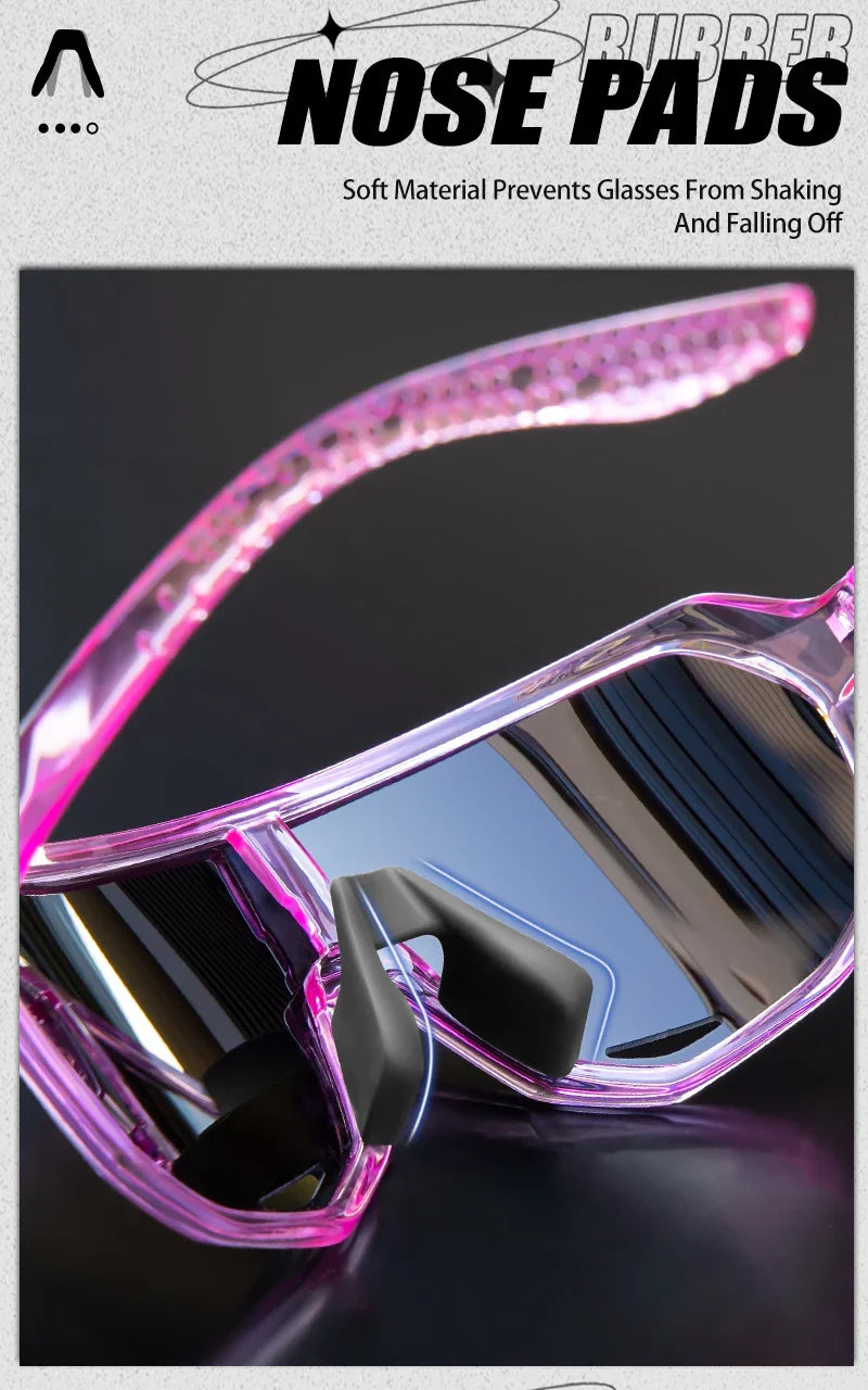 SCVCN S62 Photochromic Cycling Sunglasses - Smart Color Change Lens - UV400 TR-90 Ultralight Eyewear for MTB &amp; Road Bike Racing