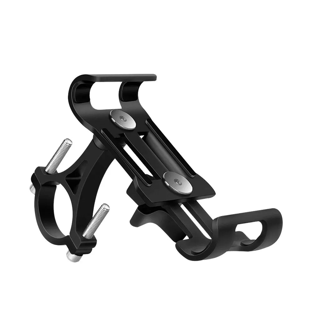 Universal Aluminum Alloy Bike Phone Holder - Anti-Slip Mechanical Lock Mount - Metal Motorcycle GPS Clip for 4.0"-6.5" Smartphones