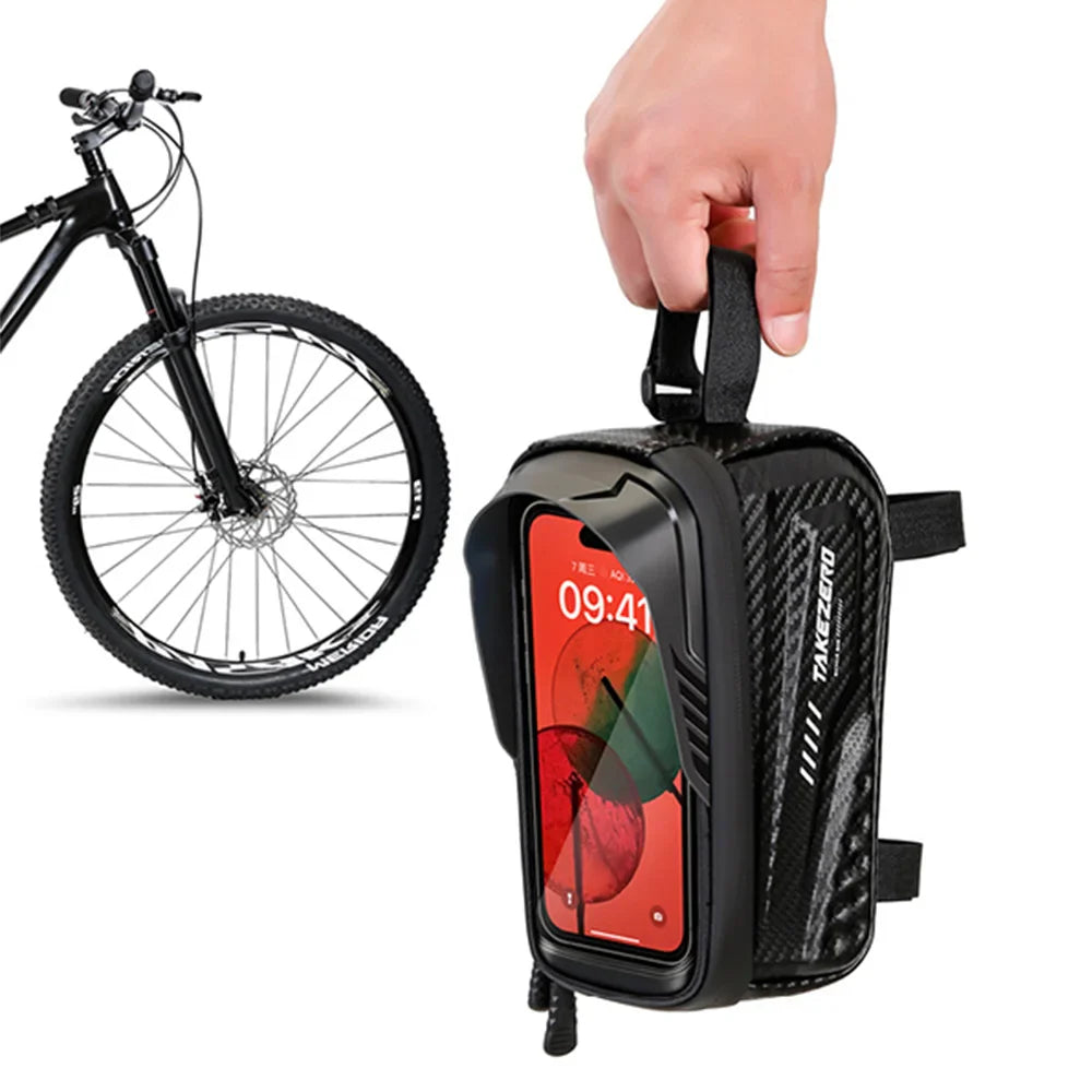 NEWBOLER Waterproof Bike Frame Bag - Sensitive TPU Touch Screen Tube Bag for 6.5" Phones