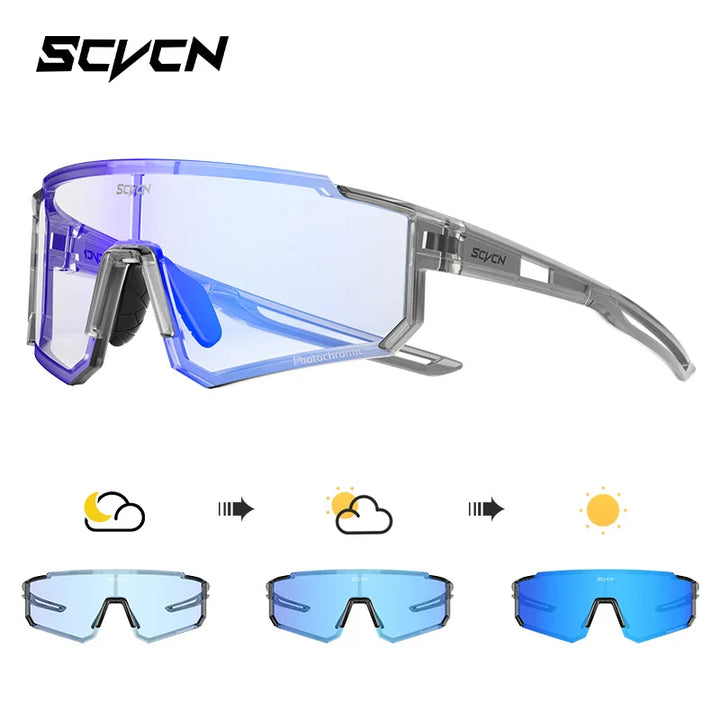 SCVCN S1411 Professional Cycling Sunglasses - UV400 Protection Wide View Eyewear - Lightweight TR-90 Sports Glasses for MTB &amp; Road Biking