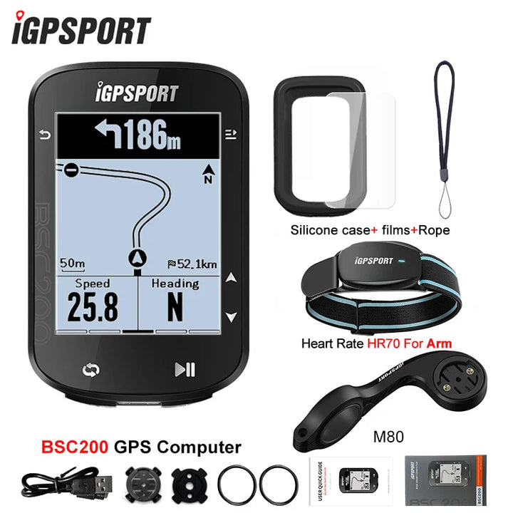 iGPSPORT BSC200 Smart GPS Bike Computer - Route Navigation, 30H Battery, ANT+ &amp; Bluetooth Wireless Speedometer