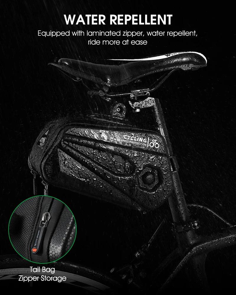 WEST BIKING 100% Waterproof Bicycle Saddle Bag - Seamless Weld Under Seat Storage - Reflective Rainproof MTB &amp; Road Bike Tool Pouch
