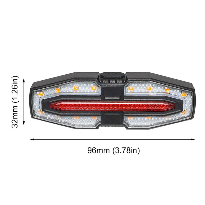 Wireless Remote Control Bicycle Tail Light - Smart Turn Signals &amp; 120dB Audible Horn - USB Rechargeable LED Bike Back Light for Night Riding Safety