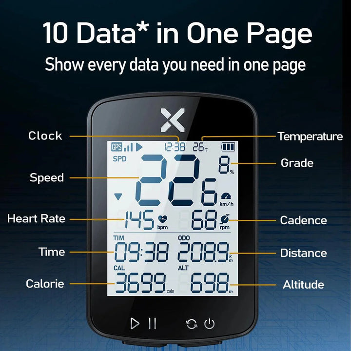 XOSS G+ G2 Smart GPS Bike Computer - 2nd Generation Wireless Cycling Speedometer with ANT+ &amp; Bluetooth for Strava Sync