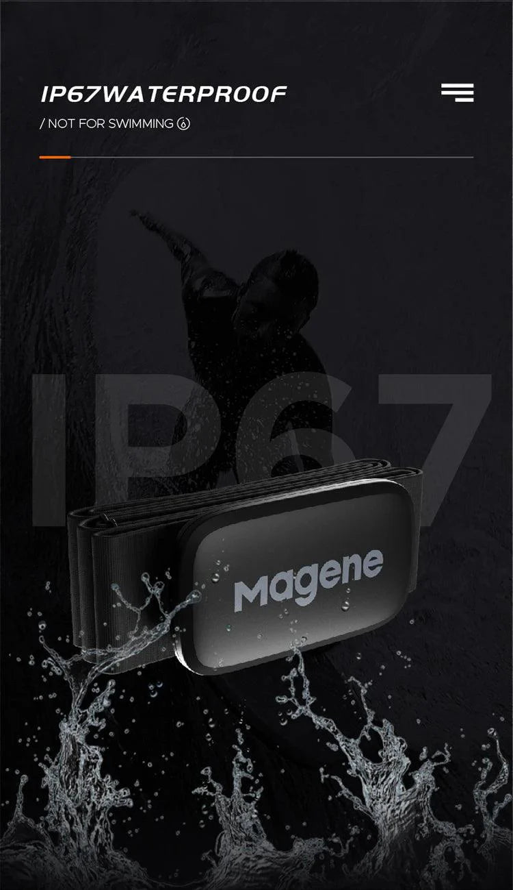 Magene H64 Heart Rate Monitor - Dual Mode ANT+ &amp; Bluetooth Smart Sensor - IP67 Waterproof Chest Strap for Cycling &amp; Running