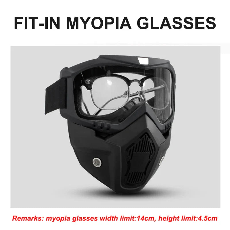 2-in-1 Outdoor Sport Windproof Mask &amp; Goggles - HD Motorcycle Riding Glasses for Snowboarding &amp; Cycling