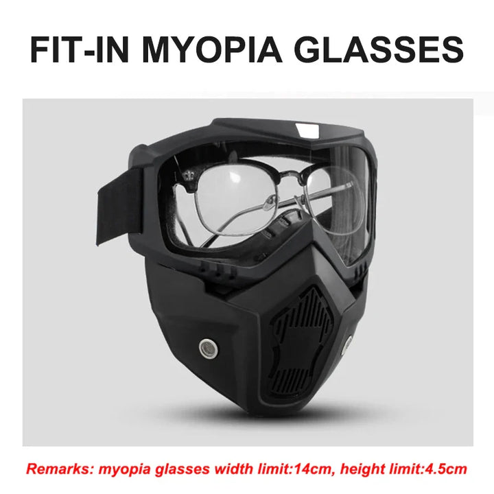 2-in-1 Outdoor Sport Windproof Mask &amp; Goggles - HD Motorcycle Riding Glasses for Snowboarding &amp; Cycling