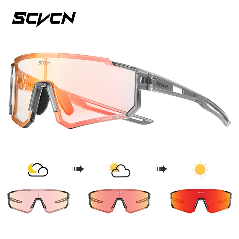 SCVCN S1411 Professional Cycling Sunglasses - UV400 Protection Wide View Eyewear - Lightweight TR-90 Sports Glasses for MTB &amp; Road Biking