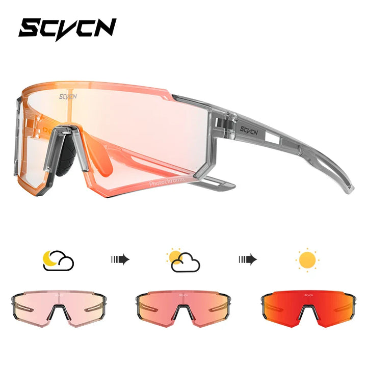 SCVCN S1411 Professional Cycling Sunglasses - UV400 Protection Wide View Eyewear - Lightweight TR-90 Sports Glasses for MTB &amp; Road Biking