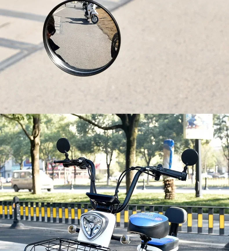 2PCS Universal Bicycle Rearview Mirror - 360° Rotatable Convex HD Mirror - Wide Angle Safety Reflector for MTB, Road Bike &amp; E-Bike