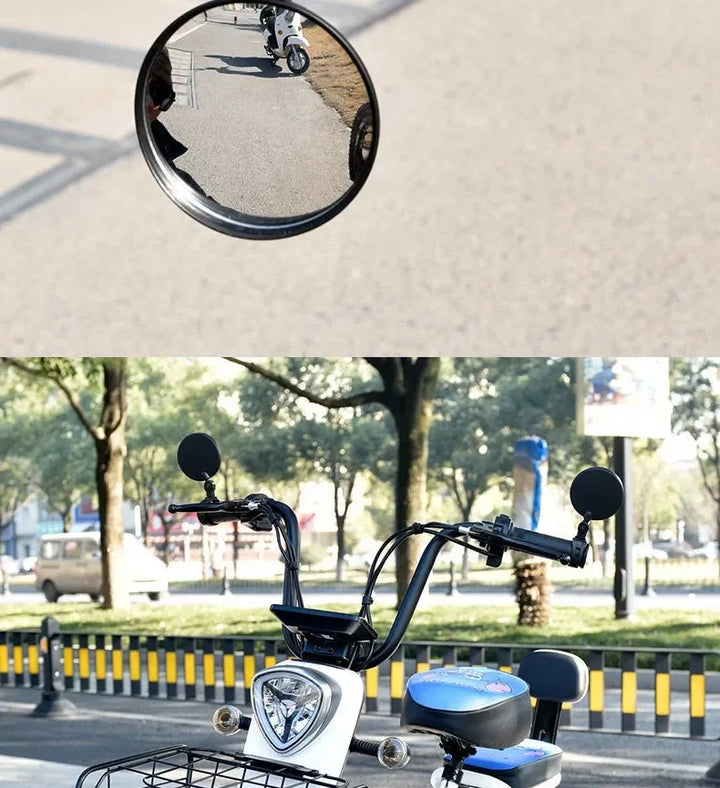 2PCS Universal Bicycle Rearview Mirror - 360° Rotatable Convex HD Mirror - Wide Angle Safety Reflector for MTB, Road Bike &amp; E-Bike