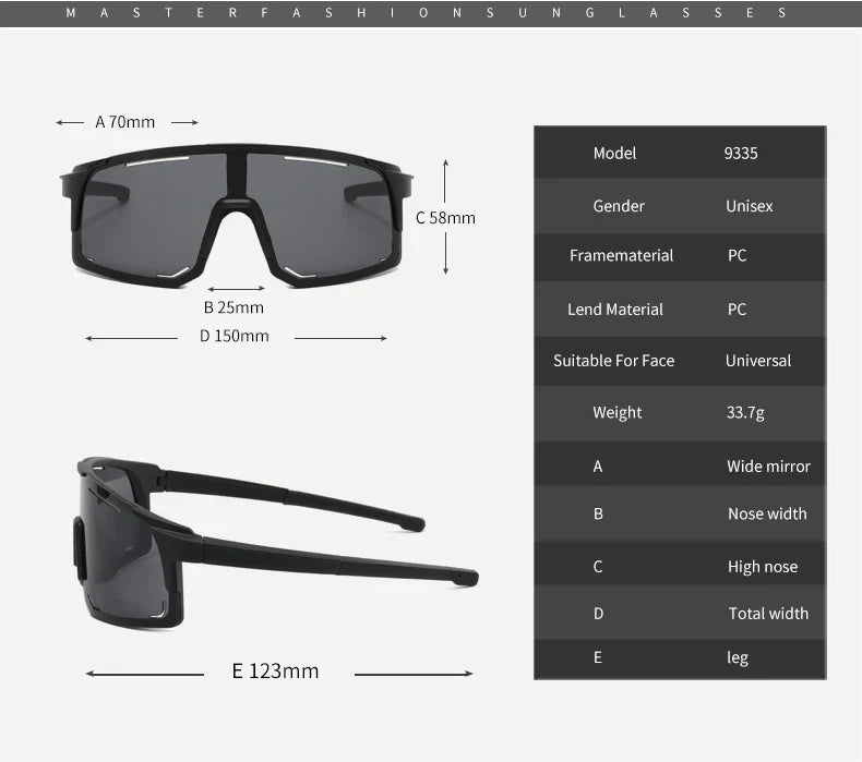 Professional Polarized Cycling Sunglasses - UV400 Protection Windproof Sport Eyewear for Men &amp; Women