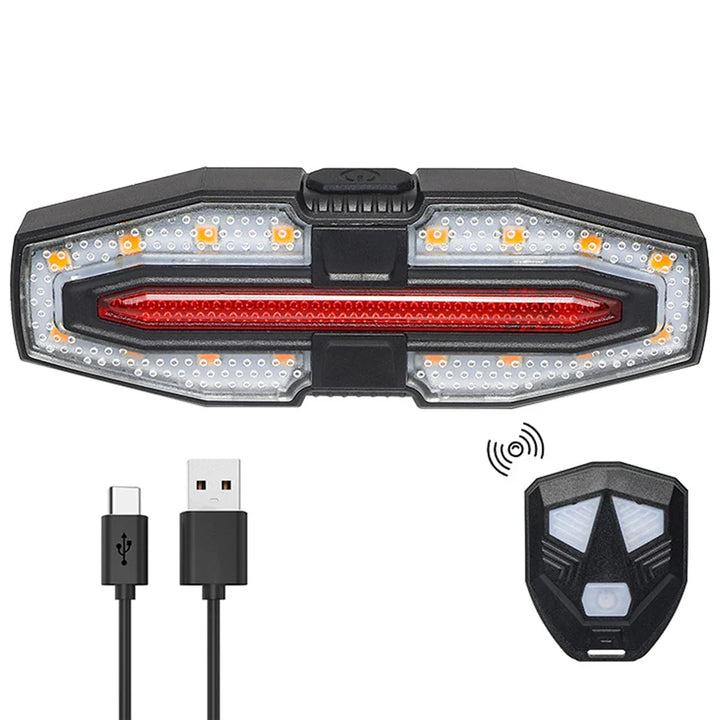 Wireless Remote Control Bicycle Tail Light - Smart Turn Signals &amp; 120dB Audible Horn - USB Rechargeable LED Bike Back Light for Night Riding Safety