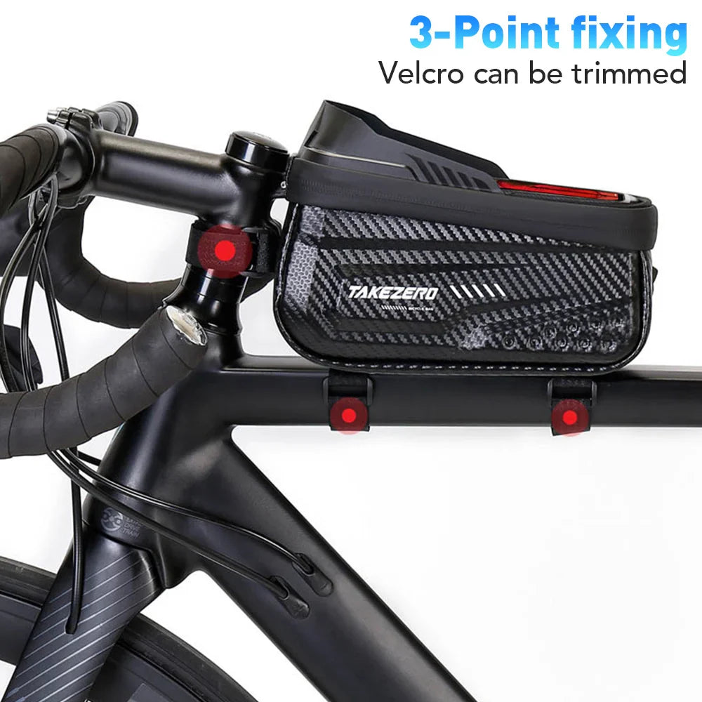 NEWBOLER Waterproof Bike Frame Bag - Sensitive TPU Touch Screen Tube Bag for 6.5" Phones