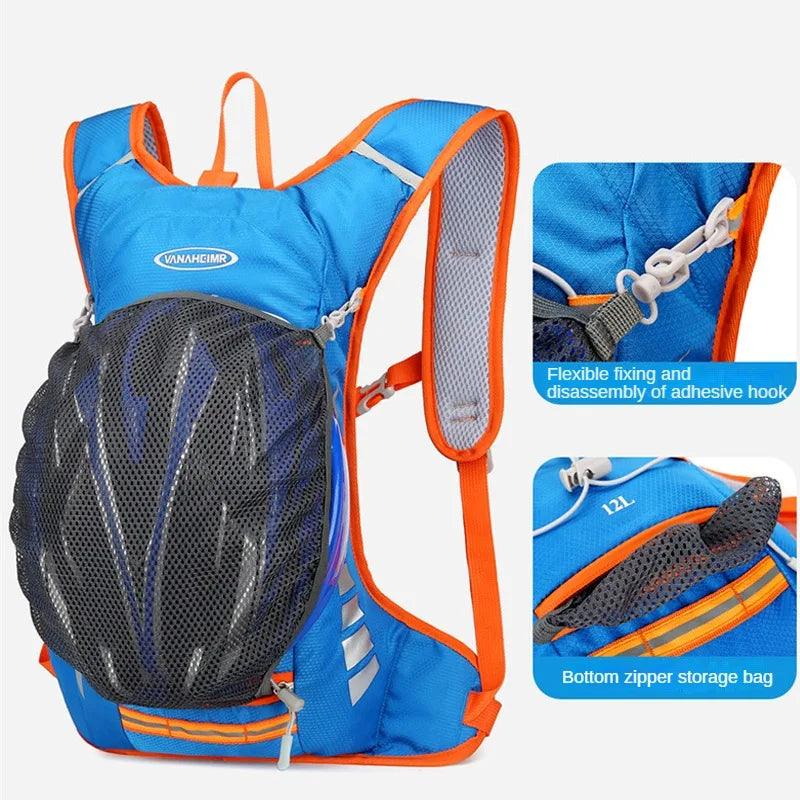 YIYUEQIANLI 12L Outdoor Cycling Backpack - Lightweight Waterproof Nylon Daypack - Reflective Sport Bag for Running, Hiking &amp; Camping