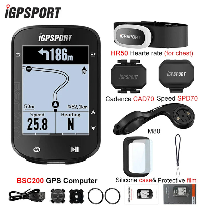 iGPSPORT BSC200 Smart GPS Bike Computer - Route Navigation, 30H Battery, ANT+ &amp; Bluetooth Wireless Speedometer