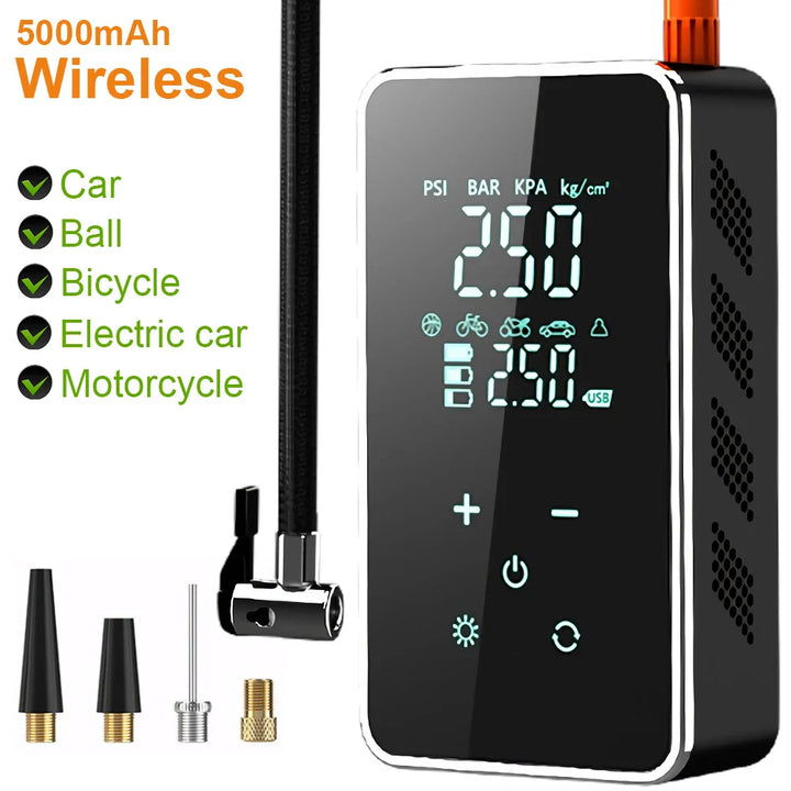 Cordless Car Tire Pump 150PSI - Portable Electric Air Compressor for Bike &amp; Ball