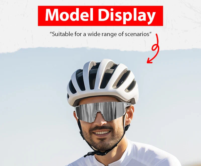 SCVCN S1411 Professional Cycling Sunglasses - UV400 Protection Wide View Eyewear - Lightweight TR-90 Sports Glasses for MTB &amp; Road Biking