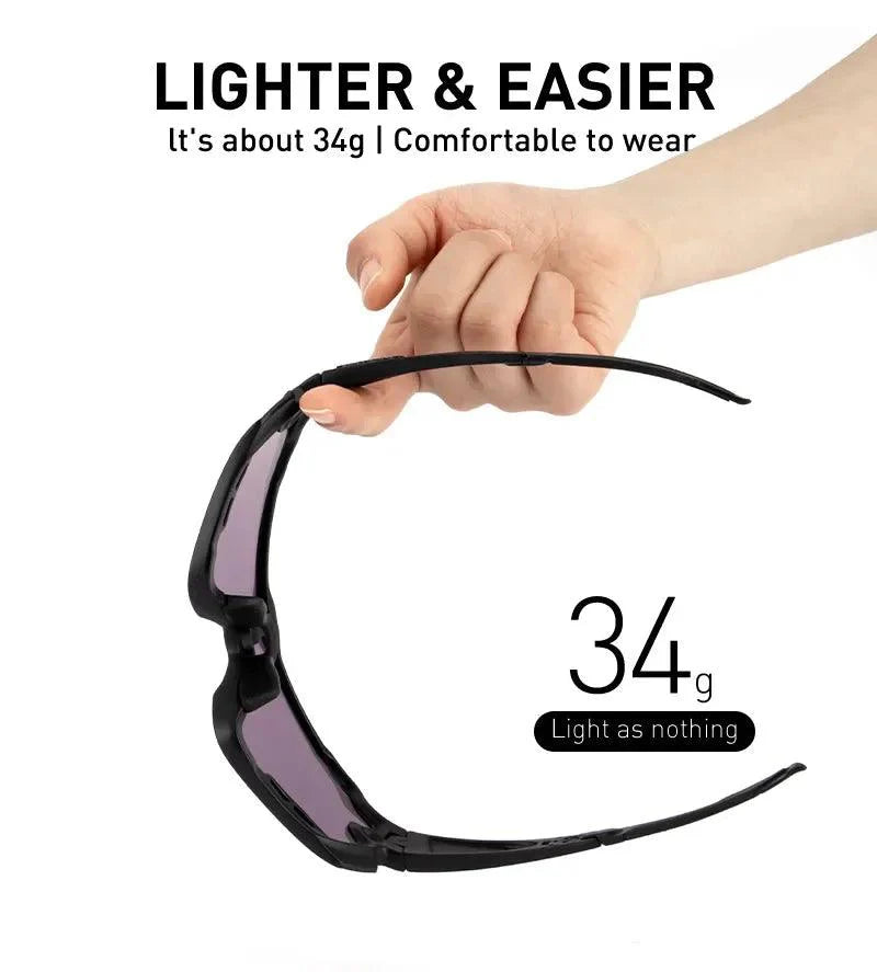 Kapvoe Professional Cycling Glasses - UV400 Protection MTB Eyewear - Lightweight TR90 Sport Sunglasses for Road &amp; Mountain Bike