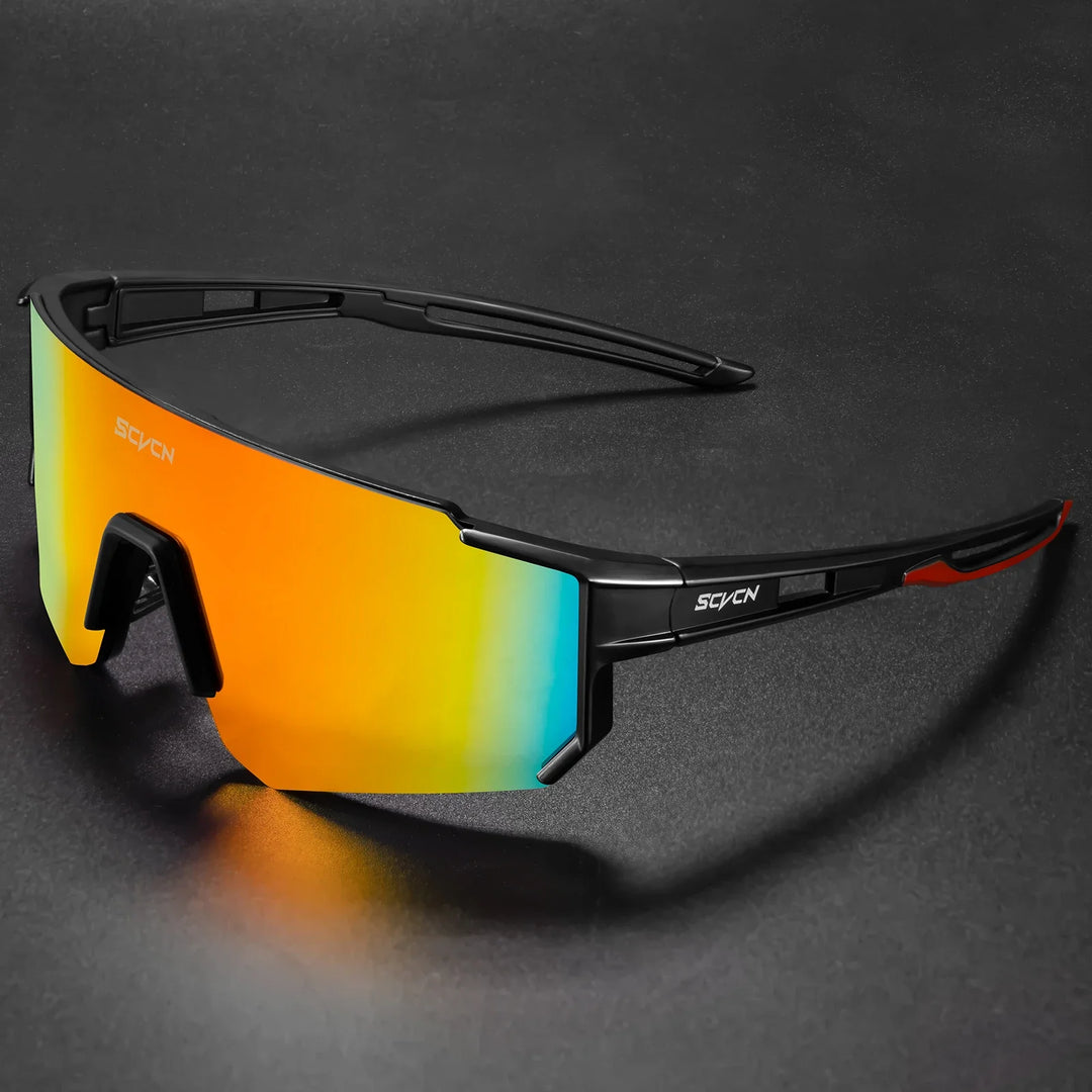 SCVCN S1411 Professional Cycling Sunglasses - UV400 Protection Wide View Eyewear - Lightweight TR-90 Sports Glasses for MTB &amp; Road Biking