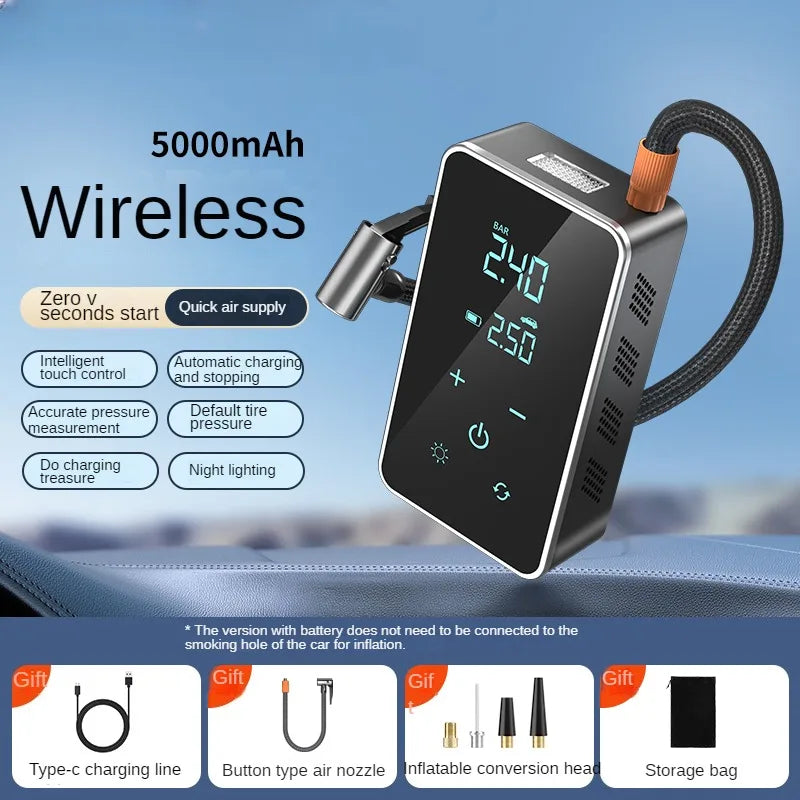 Cordless Car Tire Pump 150PSI - Portable Electric Air Compressor for Bike &amp; Ball
