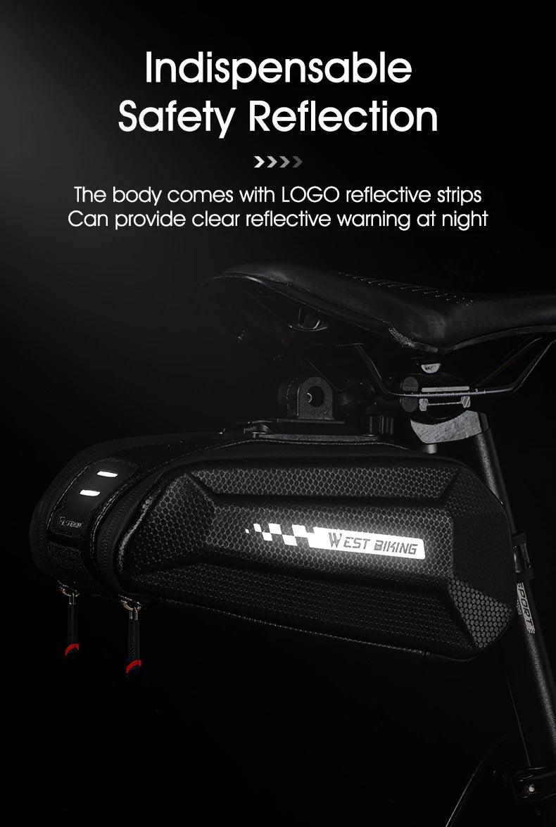 WEST BIKING 100% Waterproof Bicycle Saddle Bag - Seamless Weld Under Seat Storage - Reflective Rainproof MTB &amp; Road Bike Tool Pouch