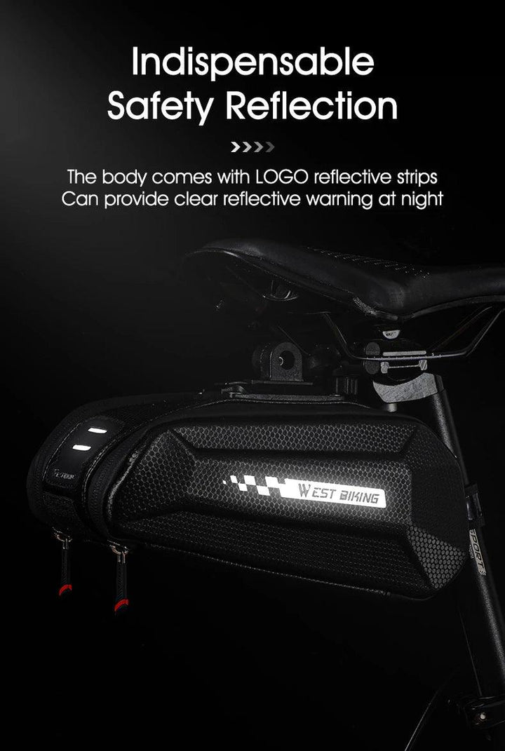 WEST BIKING 100% Waterproof Bicycle Saddle Bag - Seamless Weld Under Seat Storage - Reflective Rainproof MTB &amp; Road Bike Tool Pouch