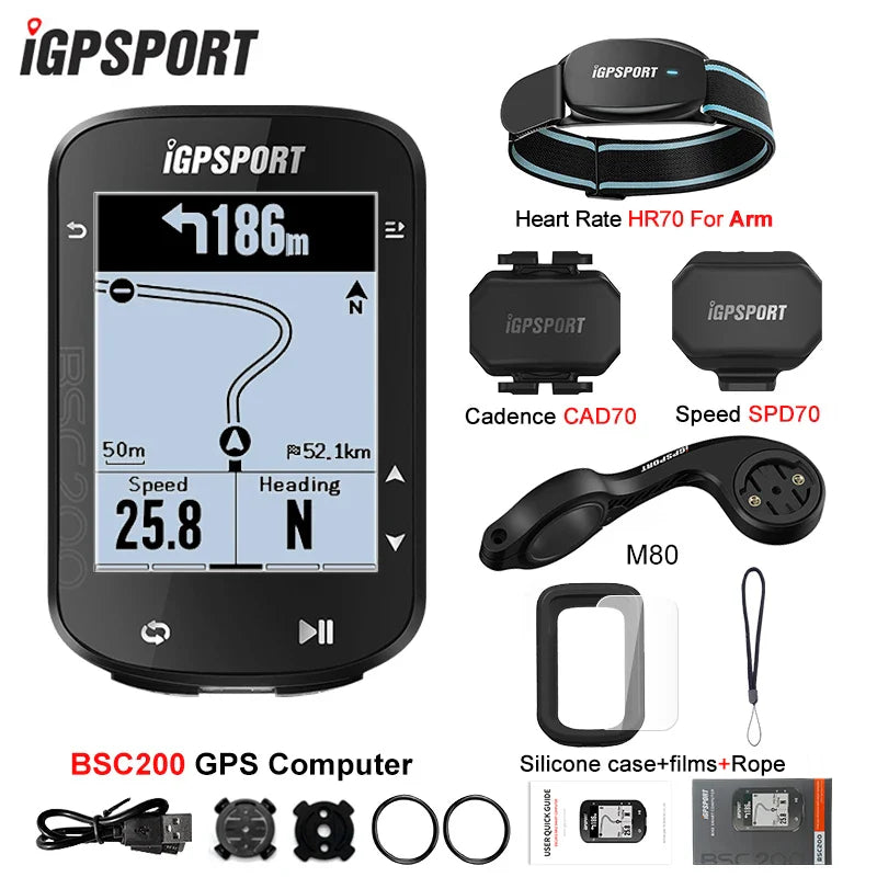 iGPSPORT BSC200 Smart GPS Bike Computer - Route Navigation, 30H Battery, ANT+ &amp; Bluetooth Wireless Speedometer