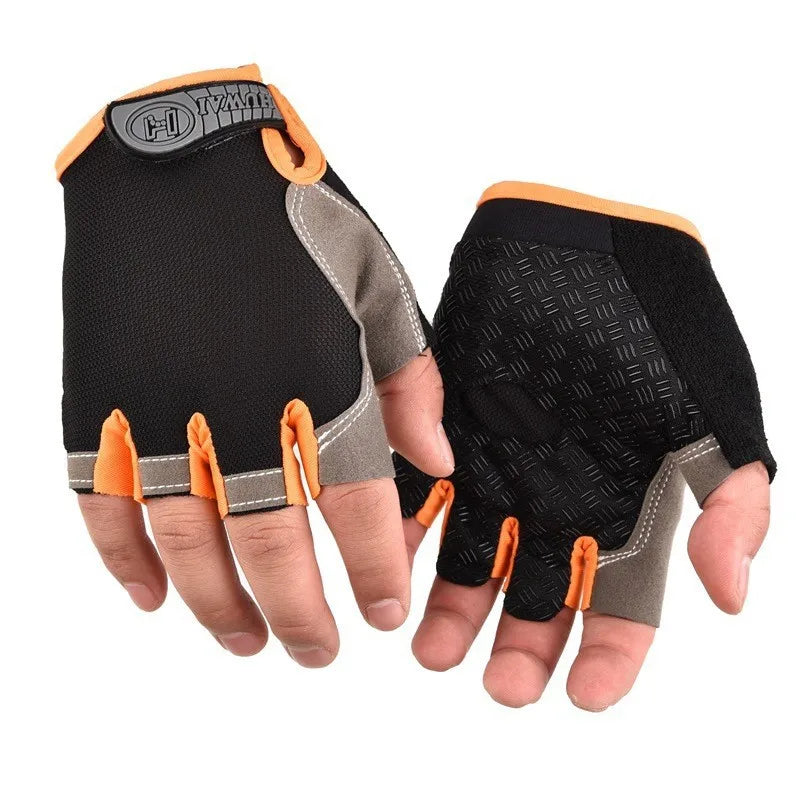 Unisex Half Finger Cycling Gloves - Anti-Slip &amp; Shock-Absorbing - Breathable Summer Mittens for MTB, Workout, Fishing &amp; Outdoor Sports