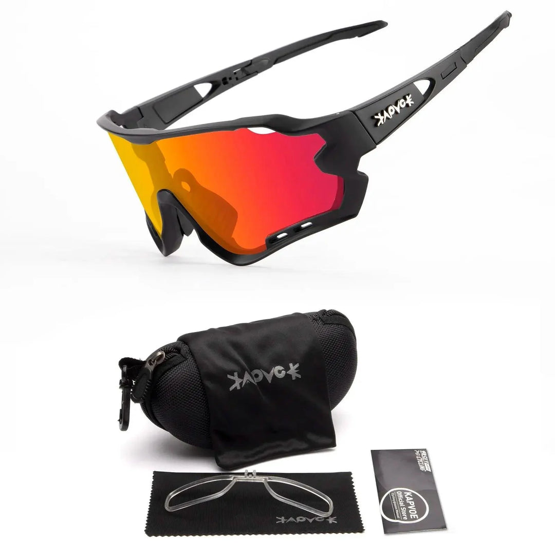 Kapvoe Professional Cycling Glasses - UV400 Protection MTB Eyewear - Lightweight TR90 Sport Sunglasses for Road &amp; Mountain Bike