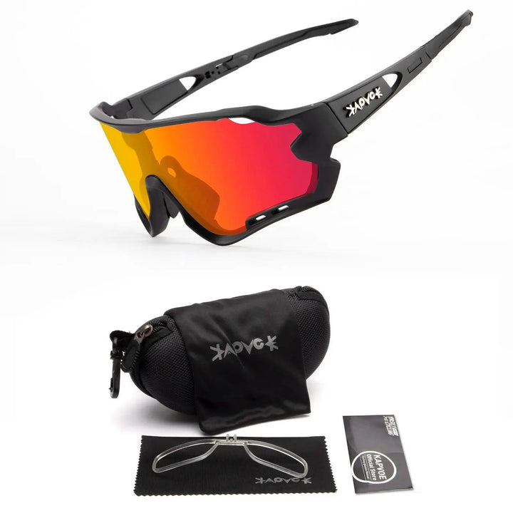 Kapvoe Professional Cycling Glasses - UV400 Protection MTB Eyewear - Lightweight TR90 Sport Sunglasses for Road &amp; Mountain Bike